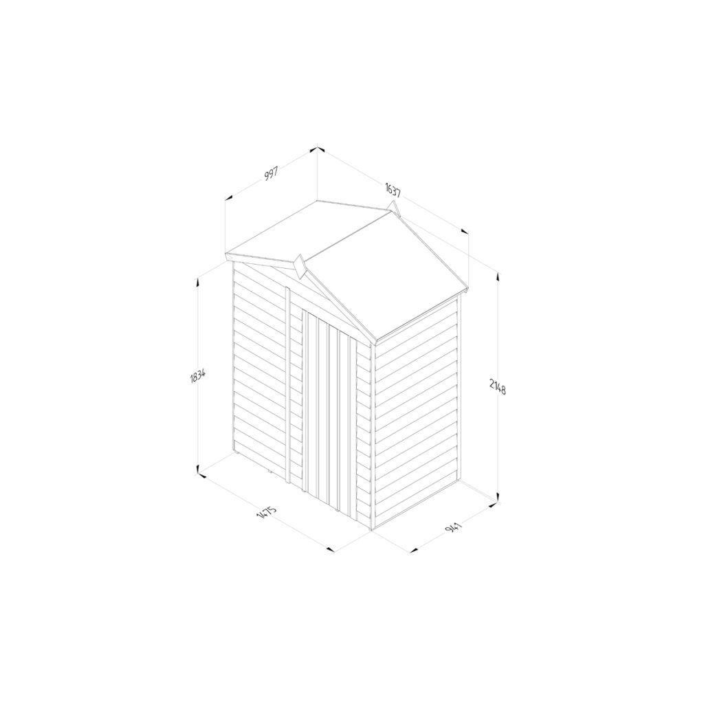 4LIFE Apex Shed 5×3 – Single Door – No Window 5013053199480 2